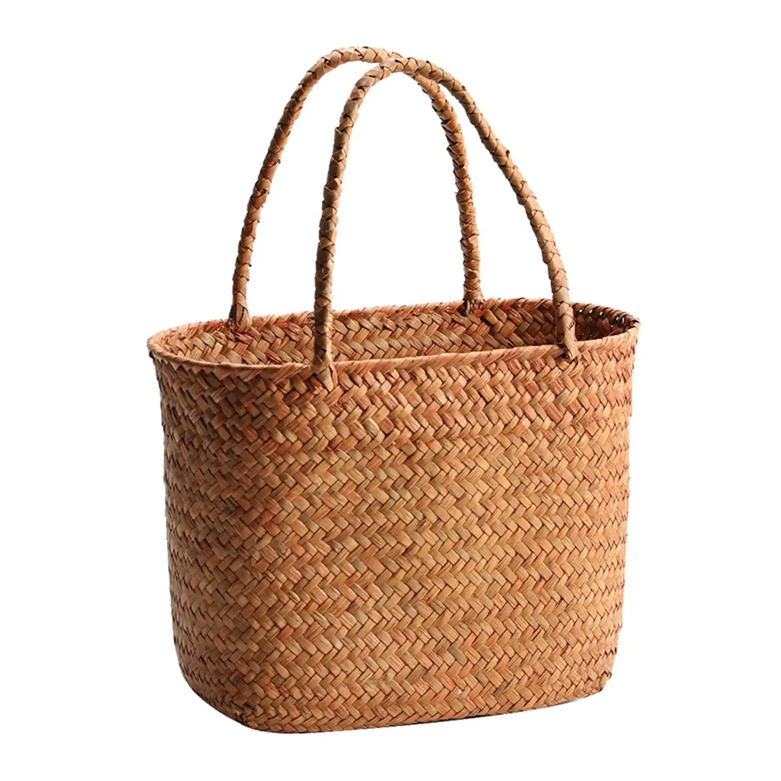 Outdoor Picnic Basket Picnic Hamper Woven Grocery Baskets Double Handles Shopping Basket for Hiking Beach Camping Outdoor