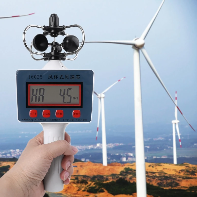 anemômetro digital estilo copo medidor de velocidade de vento média velocidade instantânea do vento