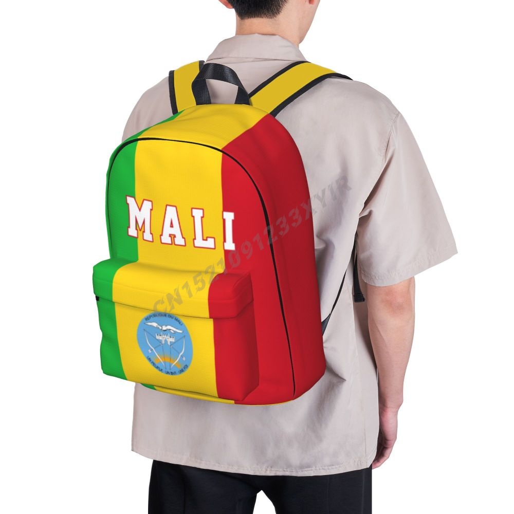 Unissex mochila mali bandeira mali ponto schoolbag