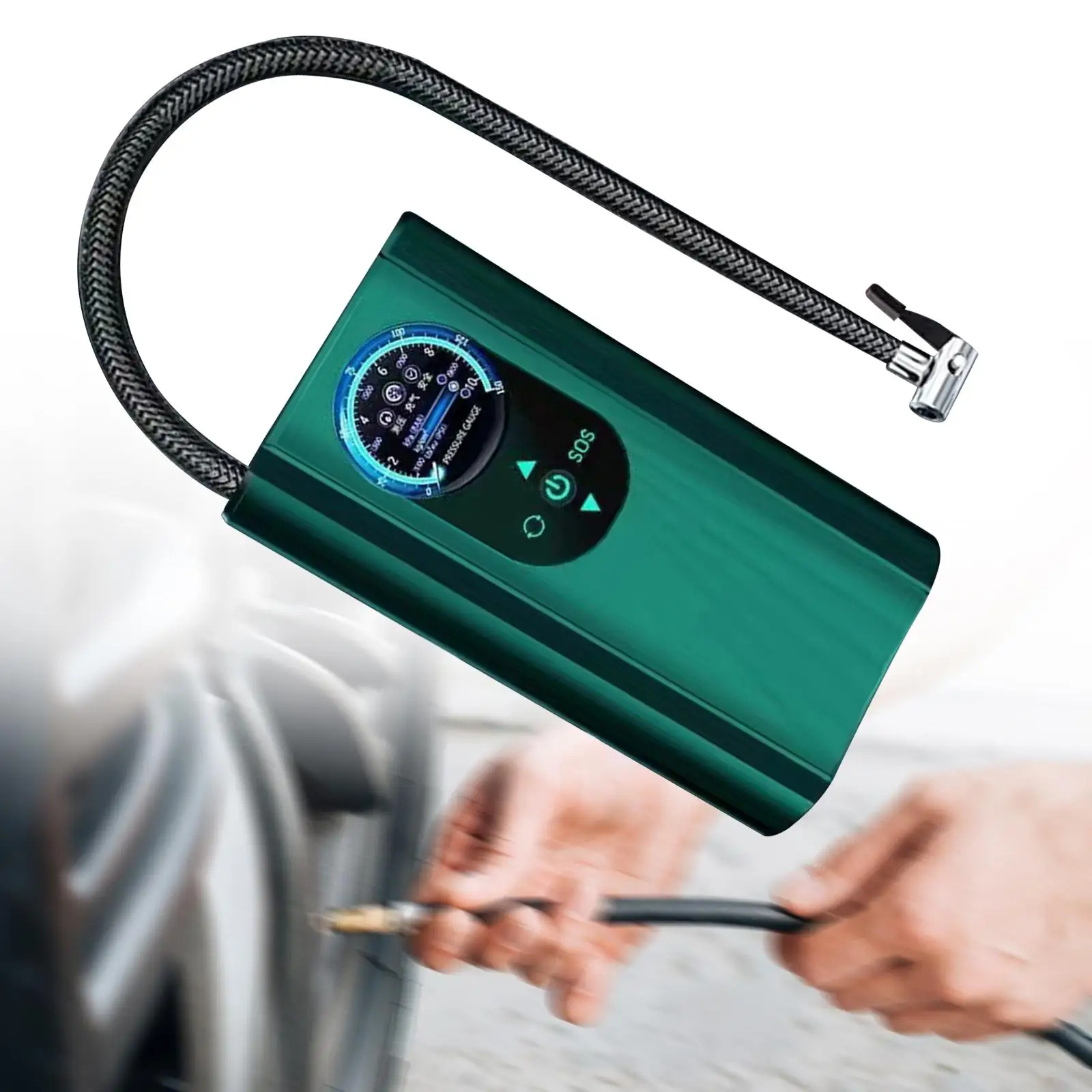 Portable Air Compressor with Tire Pressure Gauge Handheld Multipurpose Tire Inflator for Bicycle Car Ball Basketball Bike
