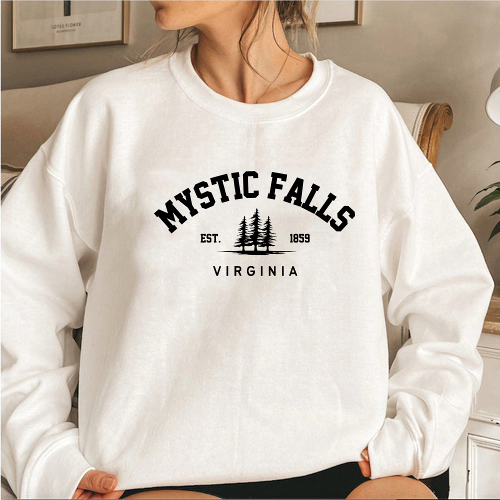 mystic falls virginia moletom com capuz unisex manga longa crewneck pullovers hoodies camisola casual para fãs de vampiros