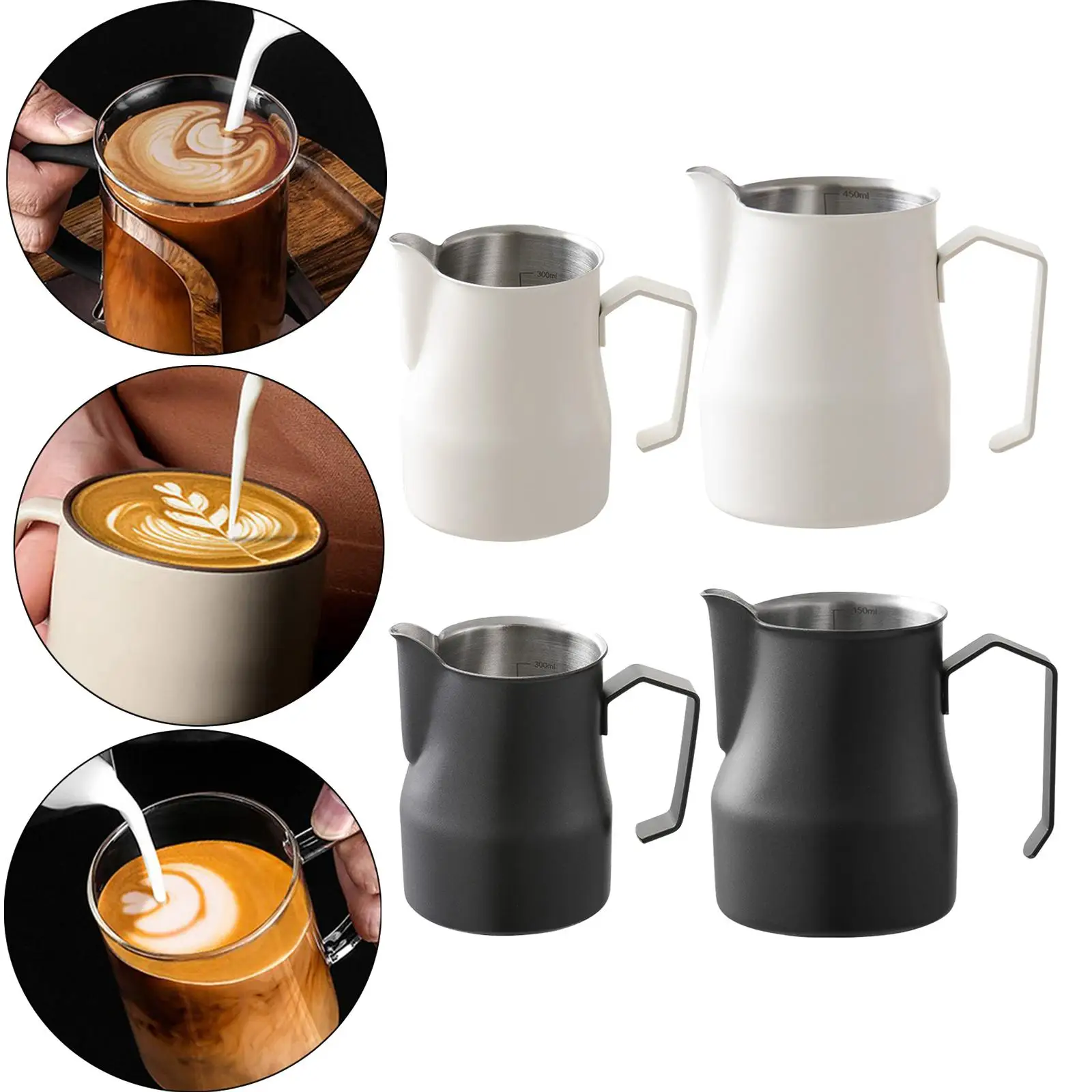 Milk Frothing Pitcher Jug Stainless Steel for Hot Chocolate Home Restaurant
