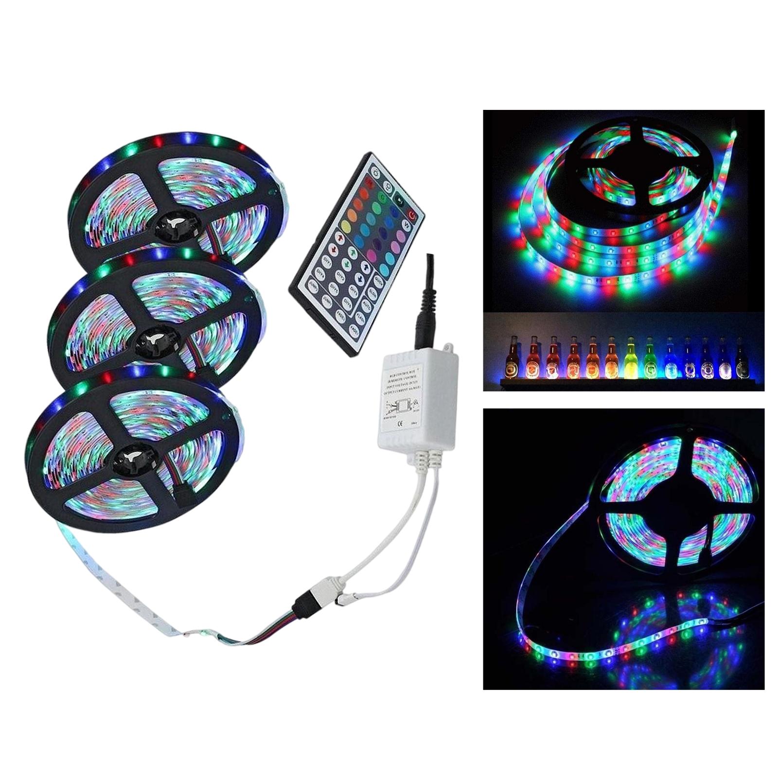 50ft 15M LED Strip Lights SMD3528 Rope Lamp Kit RGB Strong Adhesive Tape Color Changing for PC Room Bar Car Home Decoration