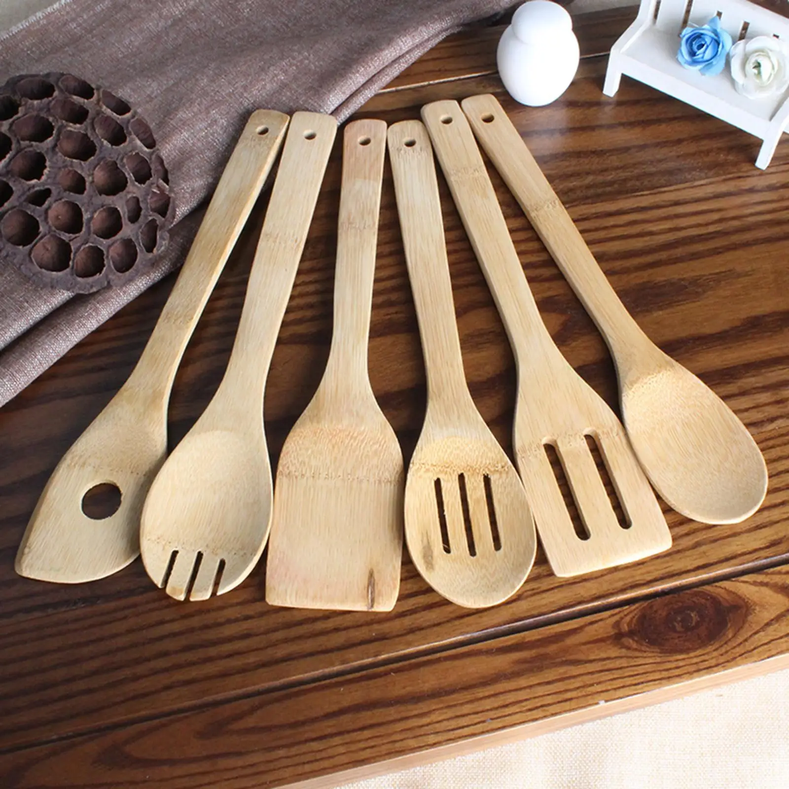 Wooden Spoons Durable Non Scratch Wooden Utensils for Kitchen Nonstick Cookware Stirring