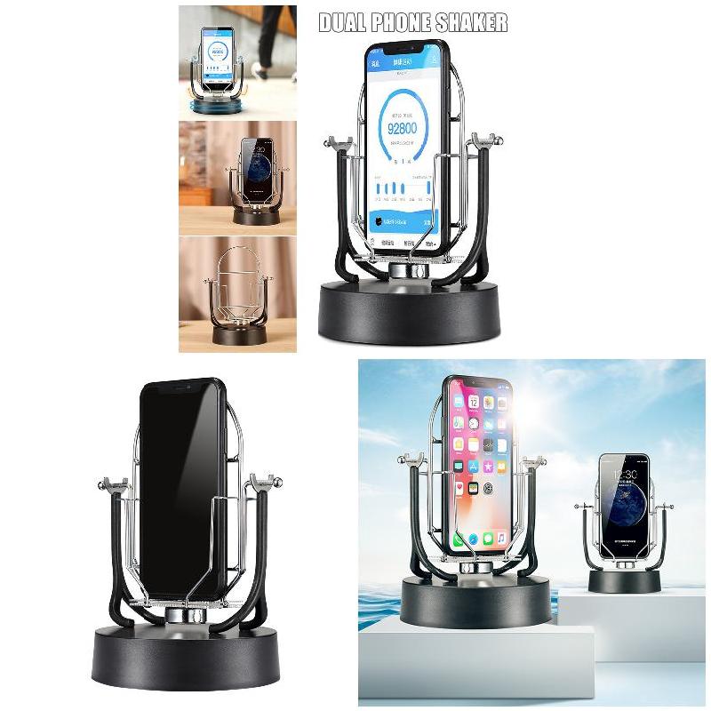 Doppel-Telefon-Schaukelgerät, automatisch, tragbar, automatischer Shake-Wiggler, Schritt-Telefonhalter für Schreibtischhalterung, Smartphone-Ständer – Detail 3
