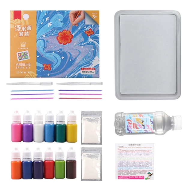 Marble Painting Kit for Kids,Arts and Crafts Paint On Water Set,Water  Marbling Paint Kit Ideal Gifts for Girls & Boys Age 4-16