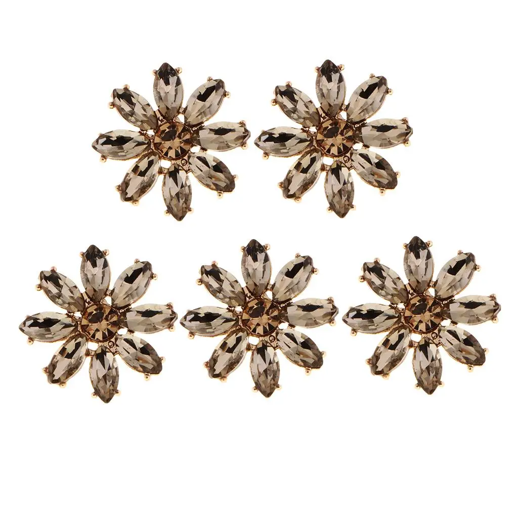 5 Pieces Metal Crystal Glass Button - Rhinestone Buttons - Decoration Embellishments for DIY or Repair Clothing, 22mm