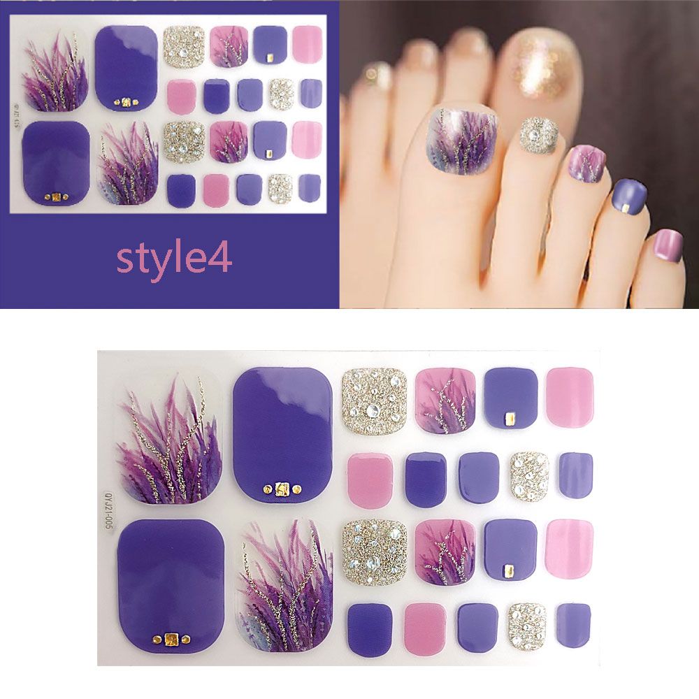 Best of 22Tips / Sheet Toe Nail Stickers Waterproof Fashion Toe Nail Wraps Nail Art Full Cover Adhesive Foil Stickers Manicure Decals Reviews & Tips