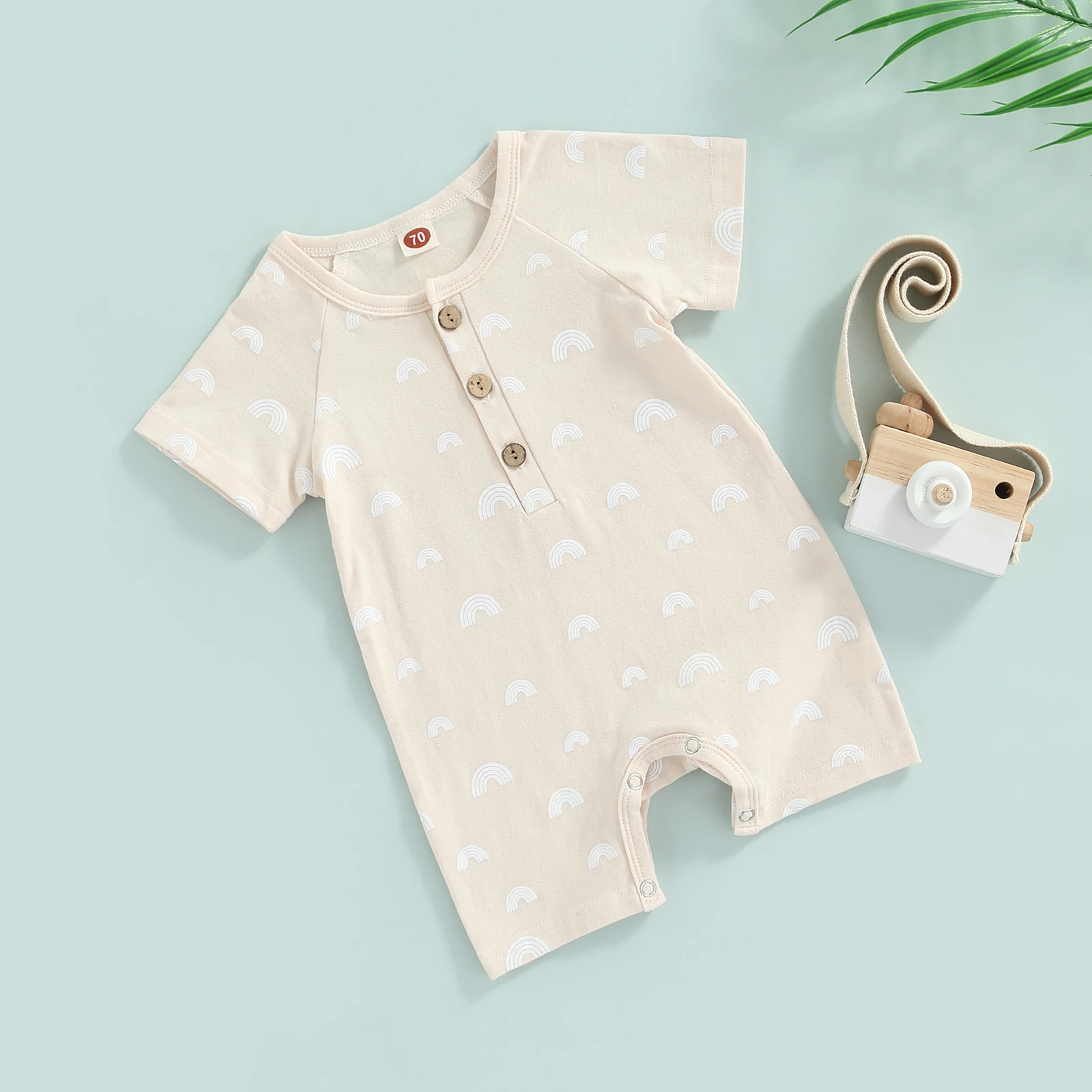 carters baby bodysuits	 2022 0-18M Summer Autumn Infant Casual Romper Girls Boys Short Sleeve Sun/Rainbow/Geometric Print O Collar Front Button Jumpsuit carters baby bodysuits	