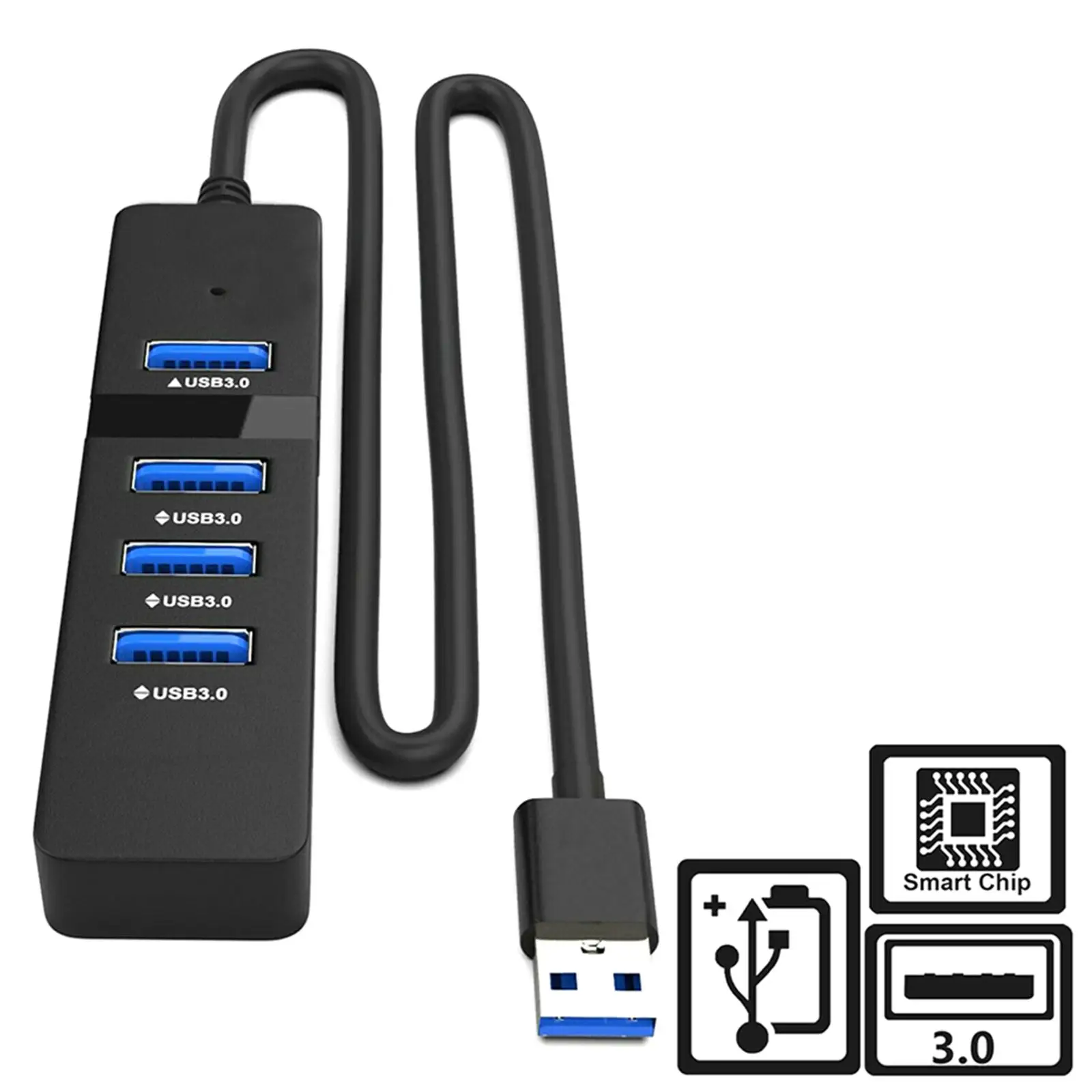 Compact 4 Ports USB 3.0 Hub Multi Splitter Portable Data USB Hub for Laptop PC Computer