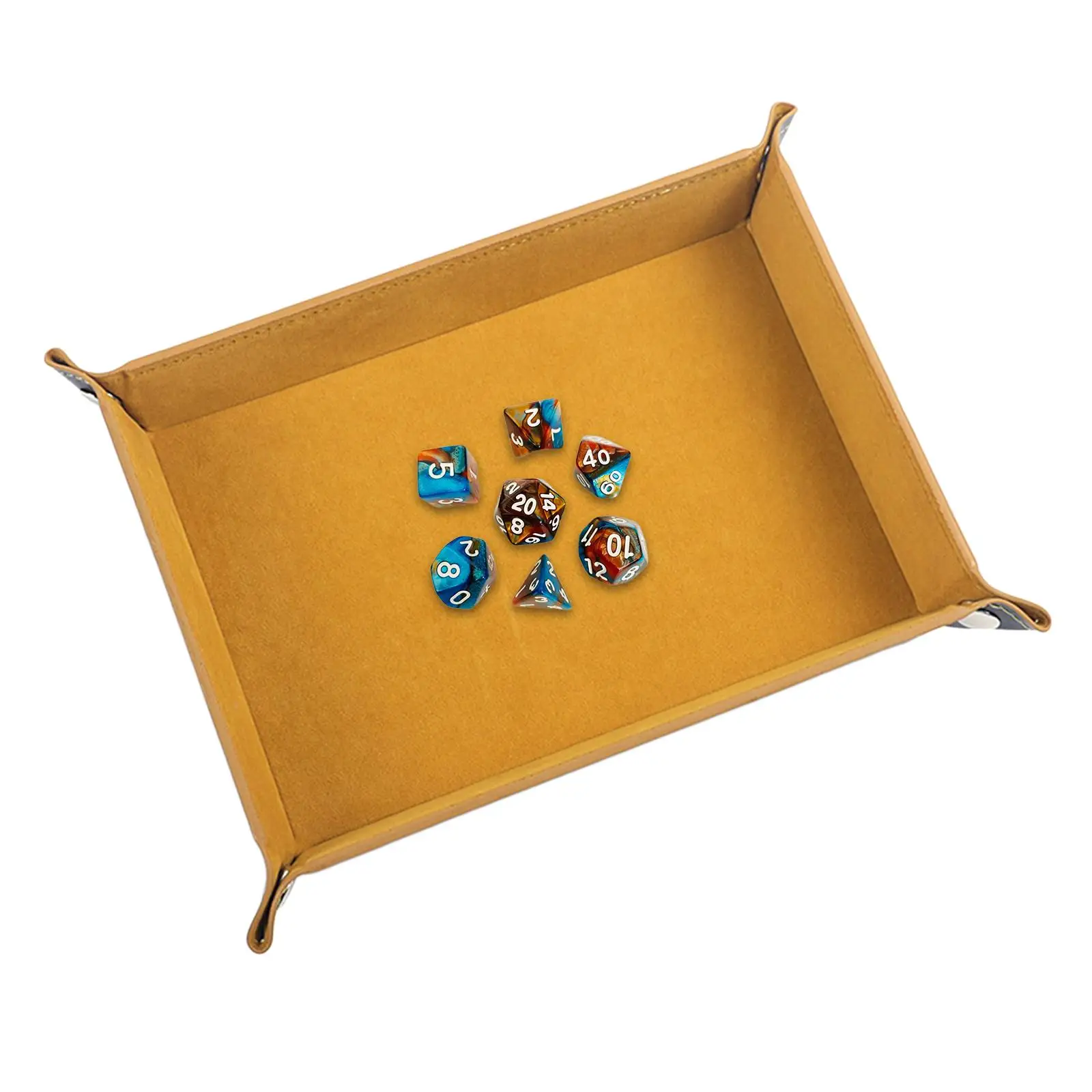 Foldable Dice Tray Set PU Leather Dice Rolling Holder Flannel Reinforced Bottom Rectangle for Table Board Games