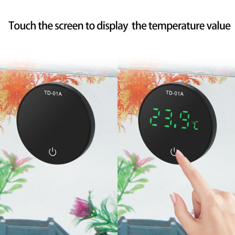 Aquarium LED Thermometer Cordless Rechargeable Aquarium Digital Thermometer Wires Water Temperature Gauges