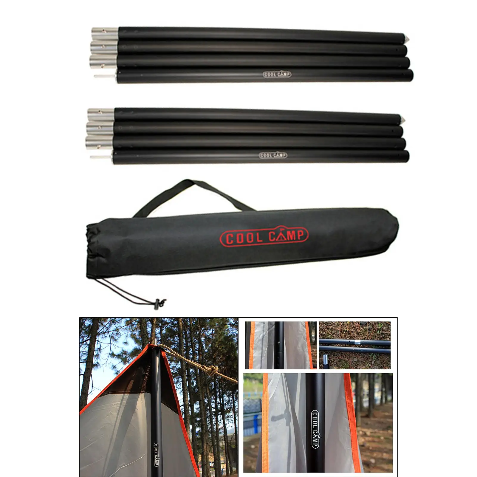  Tent Poles Replacement Aluminum Rod  Fly Awning Canopy Versatile