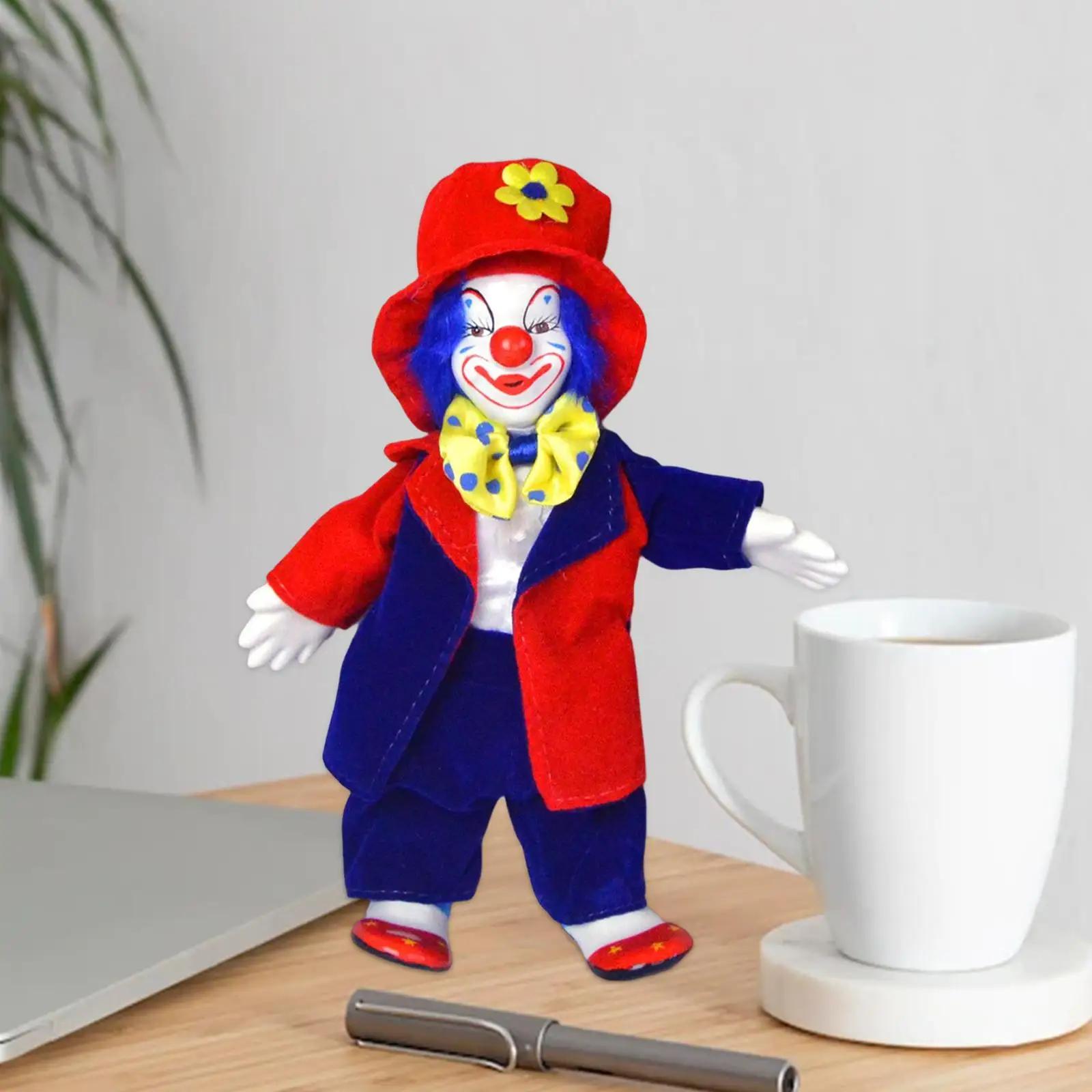 18cm Clown Doll Dolls Model Toy Collectible Arts Crafts Clown Stuffed Doll for Desktop Room Bedroom Decor Birthdays Gift