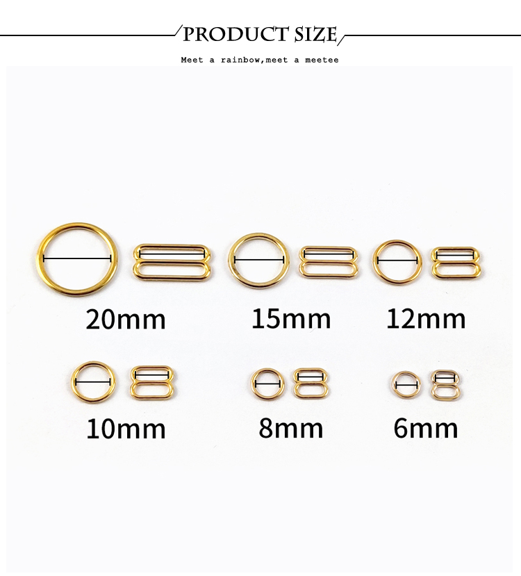 50Set 6-20mm Bra Bikini Buckle Metal Strap Buckles Underwear Sliders O D Rings Clasp Clothes Buttons Hook DIY Sewing Accessories