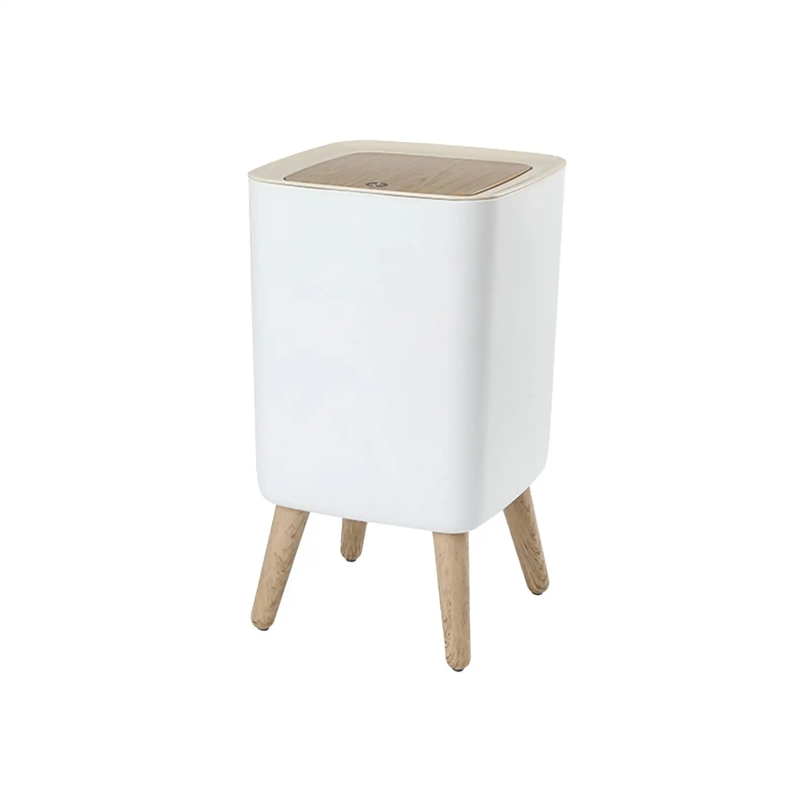 Garbage Can with Press Top Cover Trash Bin Modern for Outdoor Bedroom Kitchen