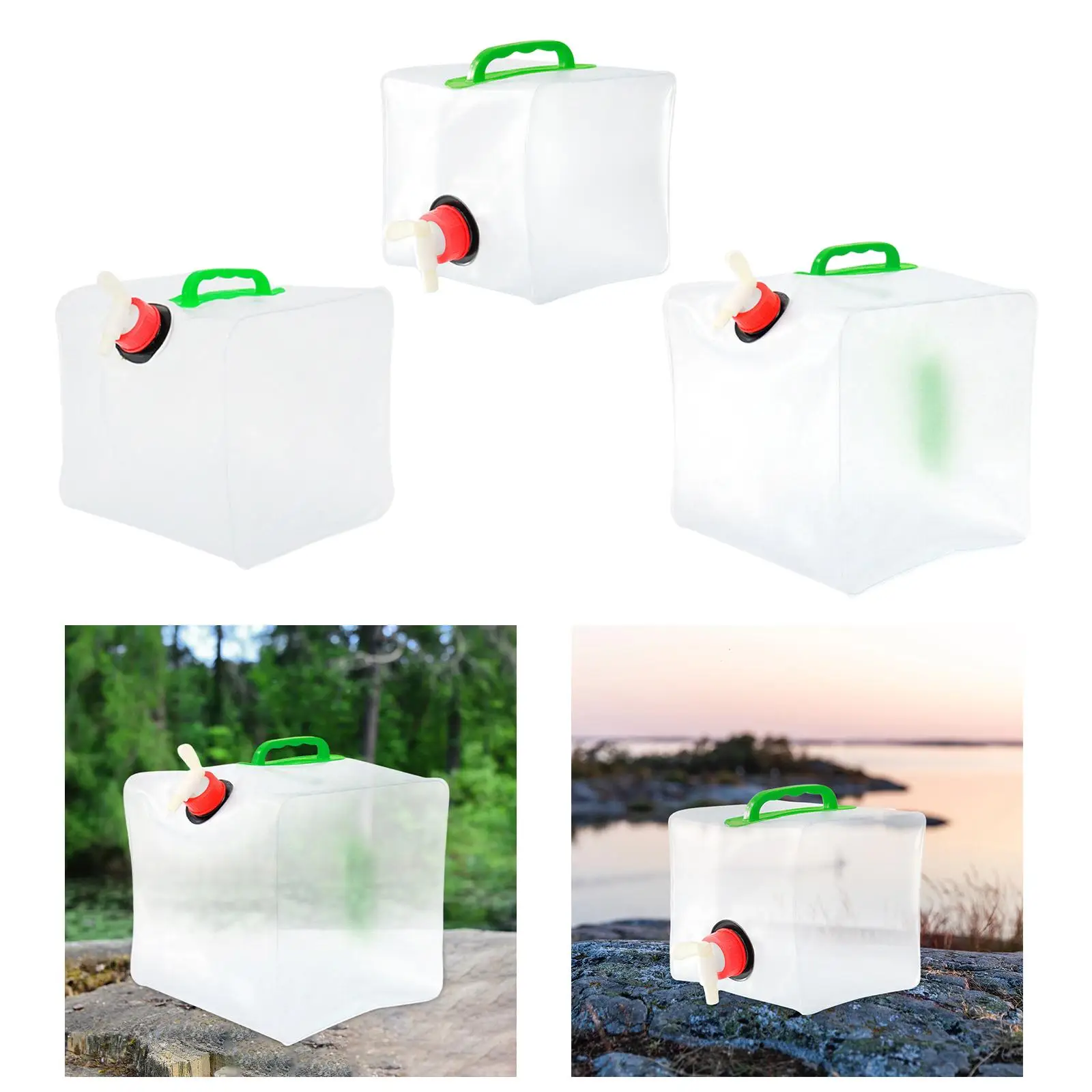 Collapsible Water Container Bag Drink Dispenser Equipment with Lid and Handle Water Bottle Carrier Water Storage Jug for Hiking