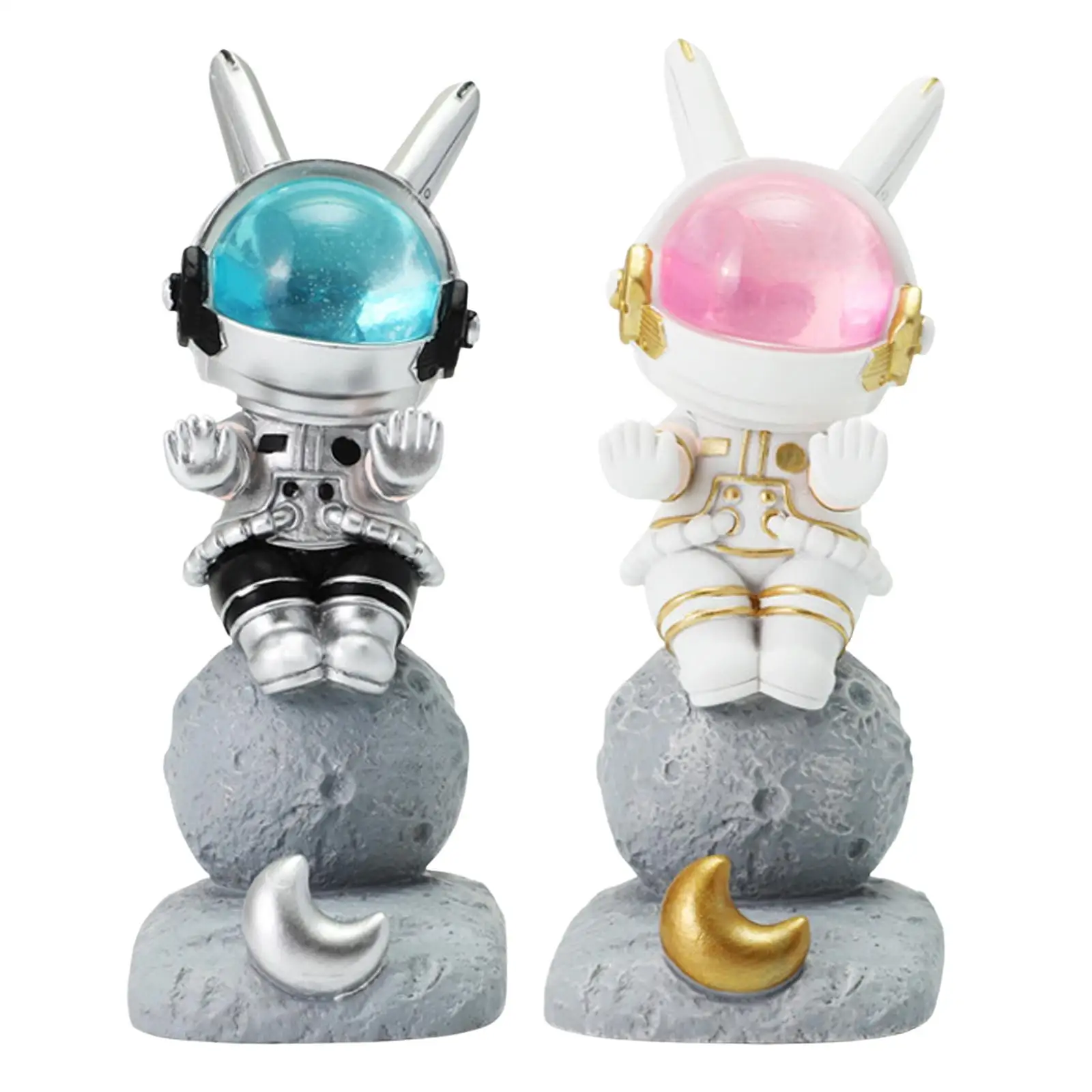 Space Rabbit Phone Holder Support Art Decor Decorative Night Light Bunny Statue Phone Stand for Home Table Car Dashboard Bedroom