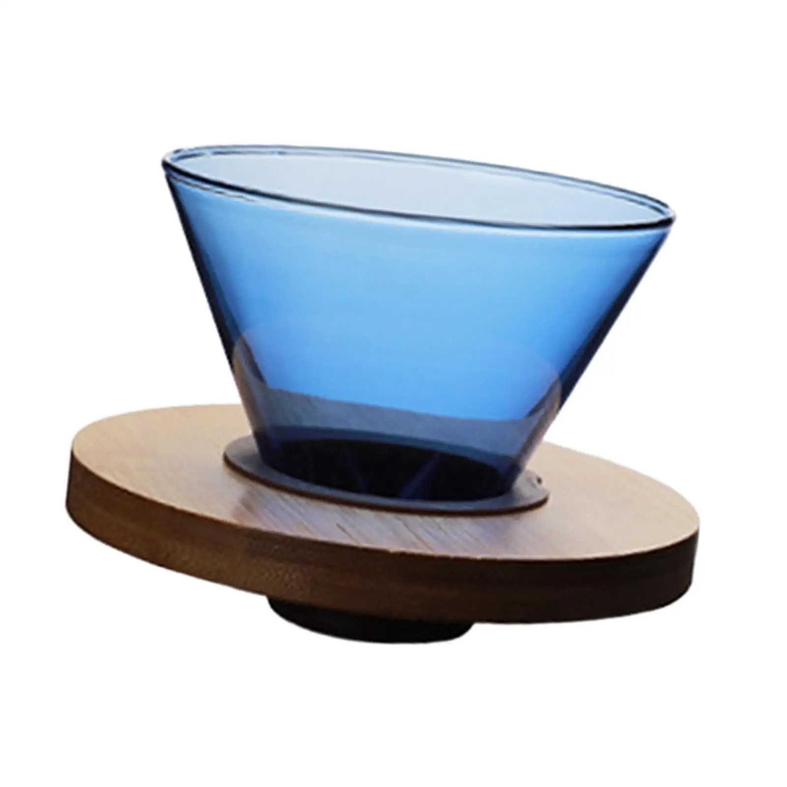 Glass Pour Over Coffee Dripper Coffee Filter Cup Wood Bottom Coffee Maker for Travel Outdoor