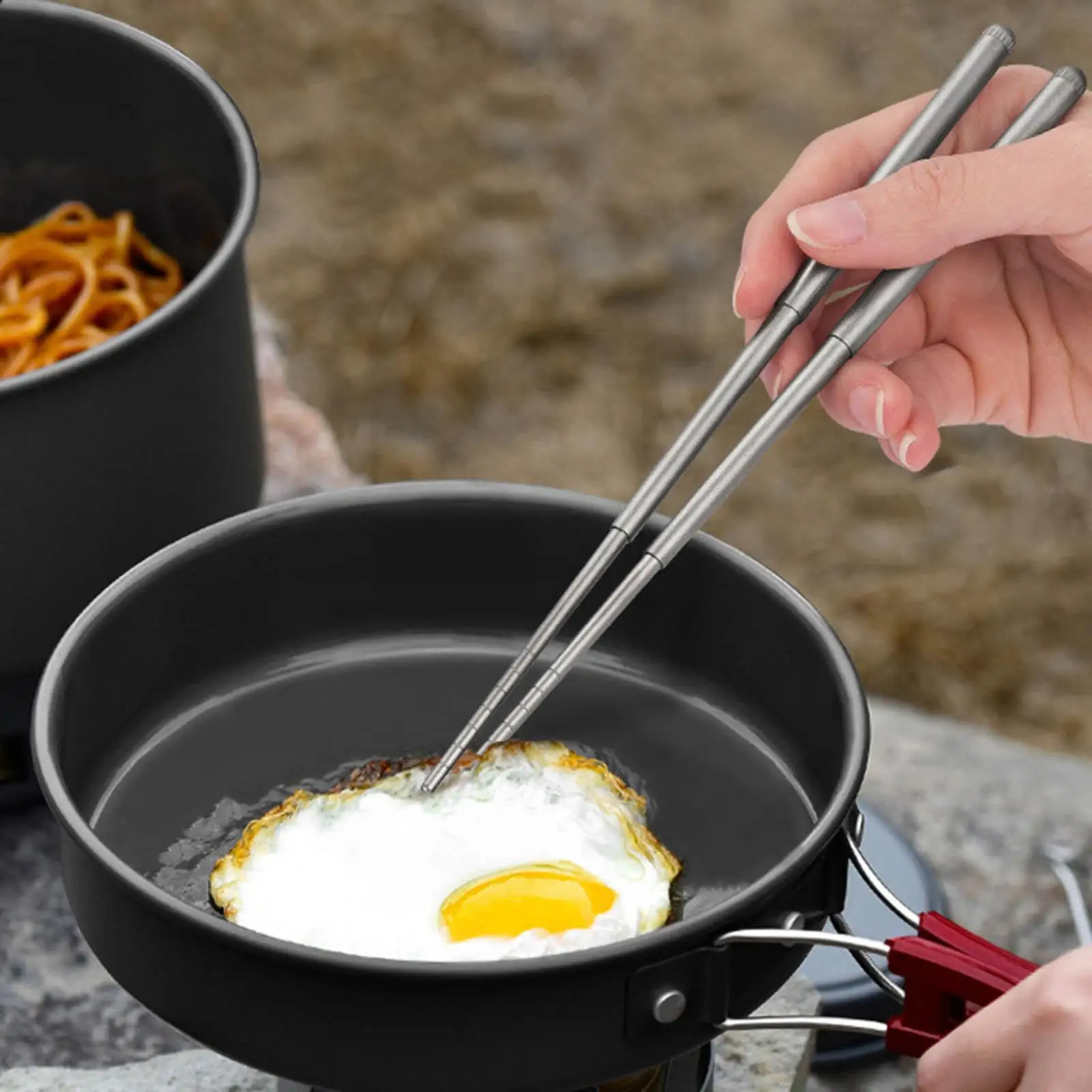 Portable Titanium Folding Chopsticks Cutlery Metal for Camping Outdoor Daily