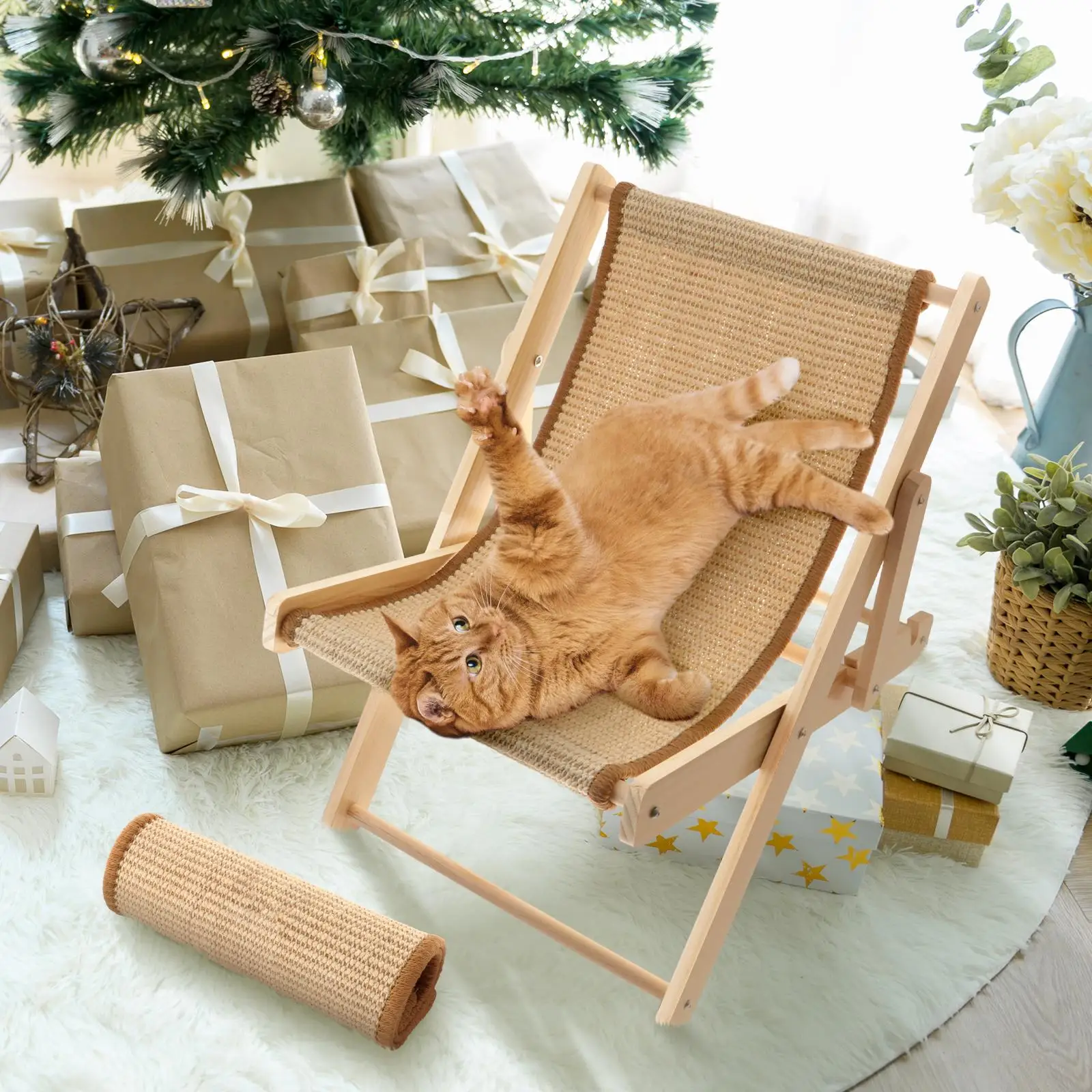 Cat Lounge Chair Cats Raised Bed Modern Resting Grind Claws Cat Hammock Bed Pet Bed for Dogs Puppy Indoor Cats Kitty Rabbit