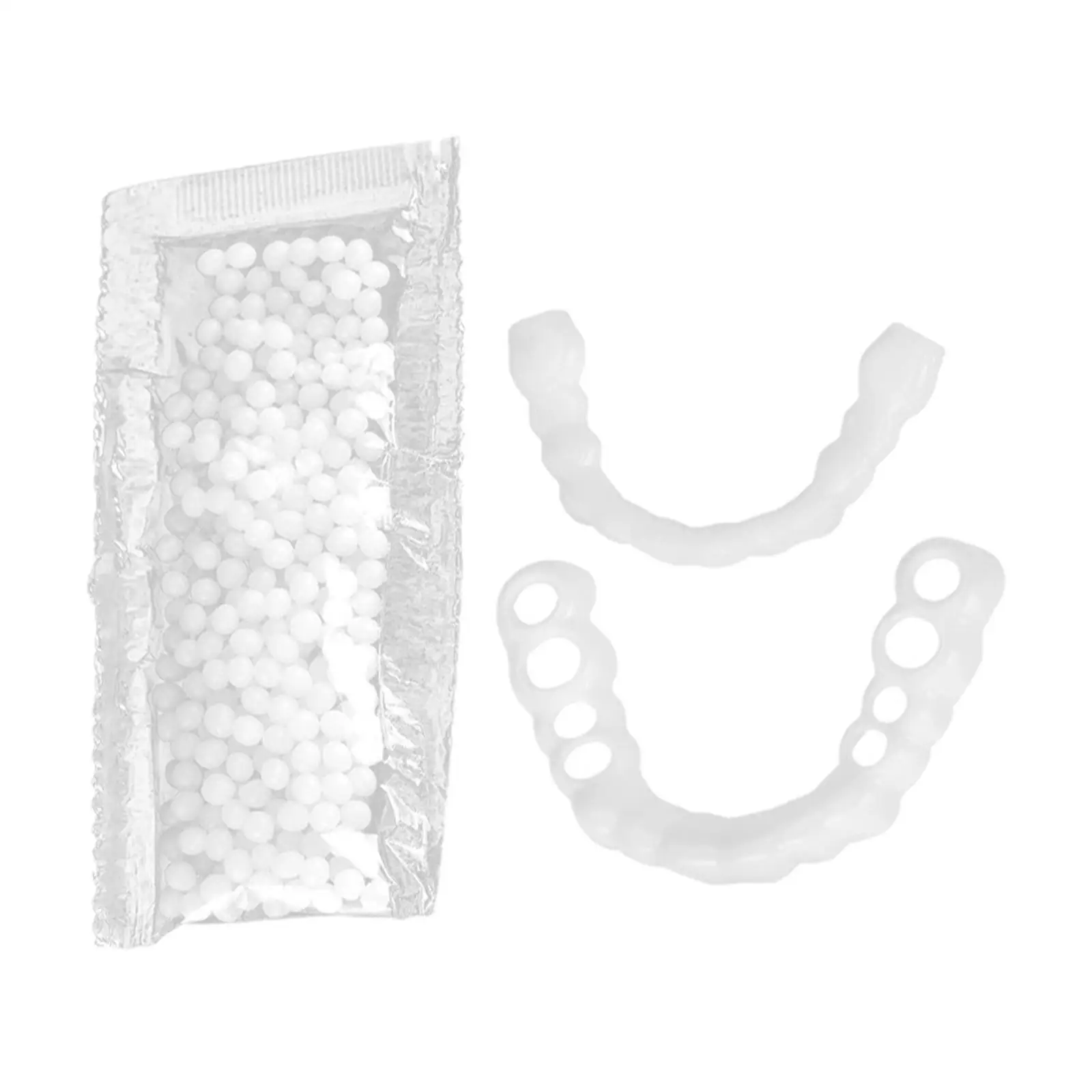 Upper Lower False Teeth Covers Set Veneers Denture Simulation Cover White Fake Tooth Covers for Whitening Cosmetic Teeth Smile