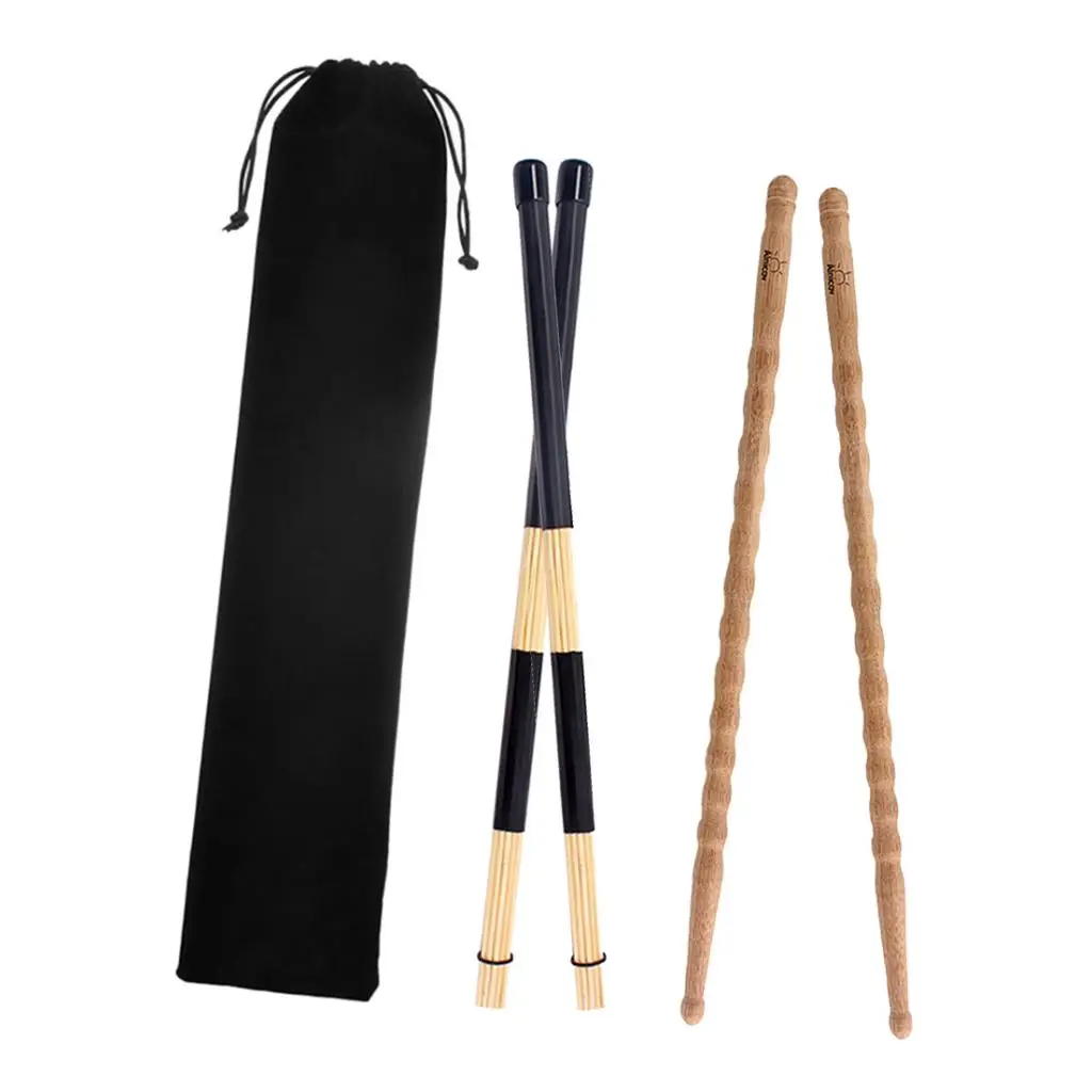 Wooden 5A Drumsticks & Rod Brush Sticks Drum Accessories Parts
