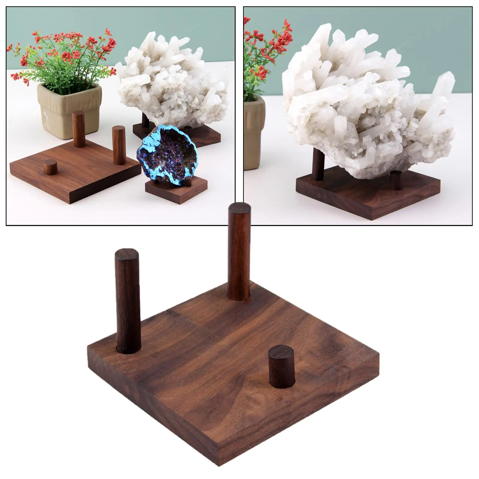 Mineral Display Frame Jewelry Collectibles Three Peg Display Easel Stand for Art