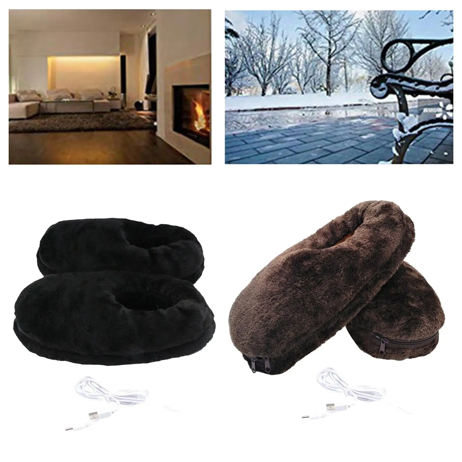 Winter Foot Warmer Home Shoes USB for Women Men Plush Electric Heated Shoes