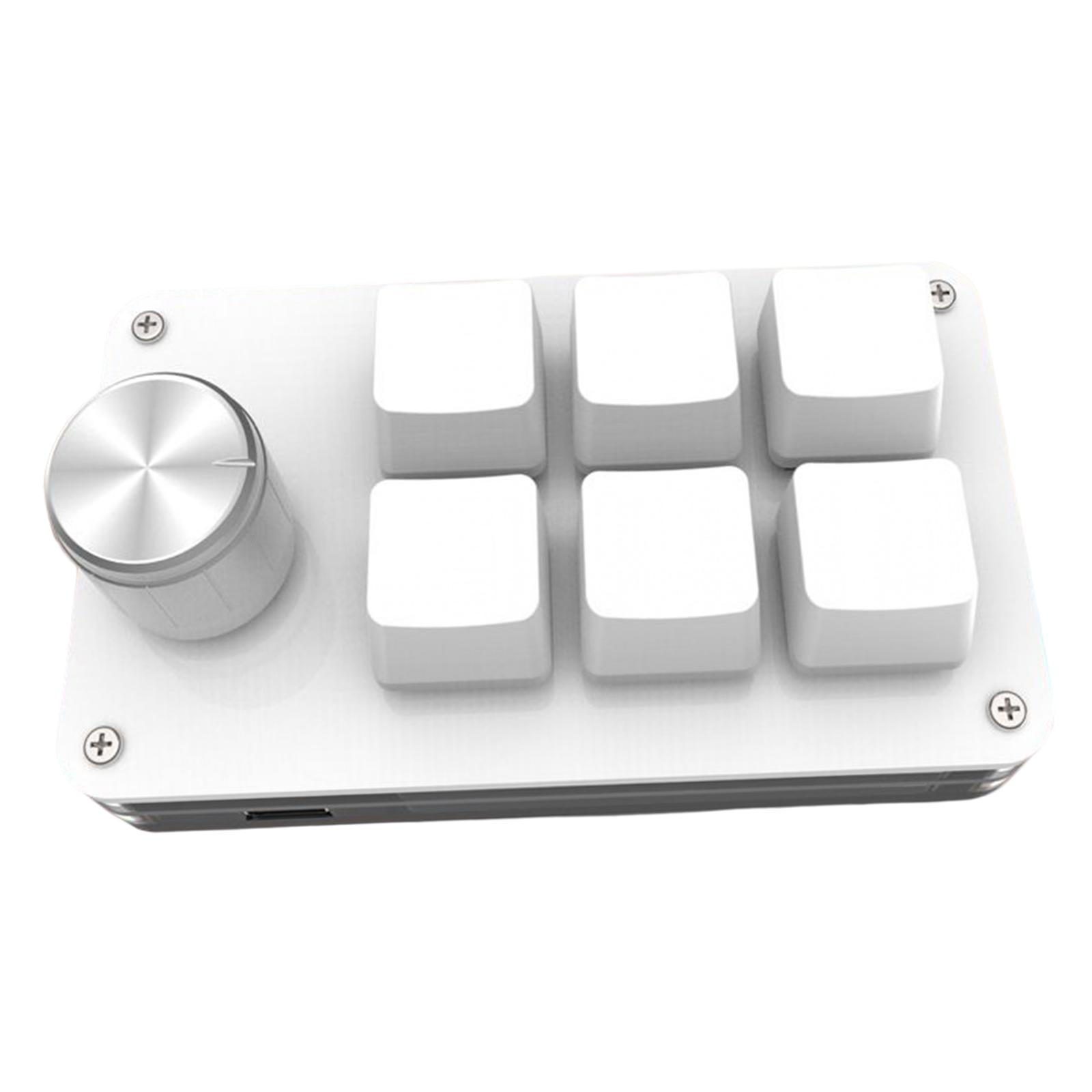 Hot Swap Mini Keyboard 6 Keys Durable Six Key Compact DIY Shortcut Key with Knob USB Type C Keypad Keyboard for Computer Laptops