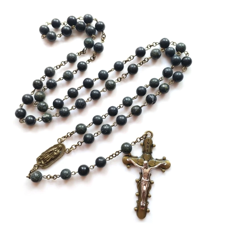 Ожерелье с католическими четками для женщин и мужчин, подвеска в виде креста,  длинная цепочка, ювелирный подарок | AliExpress