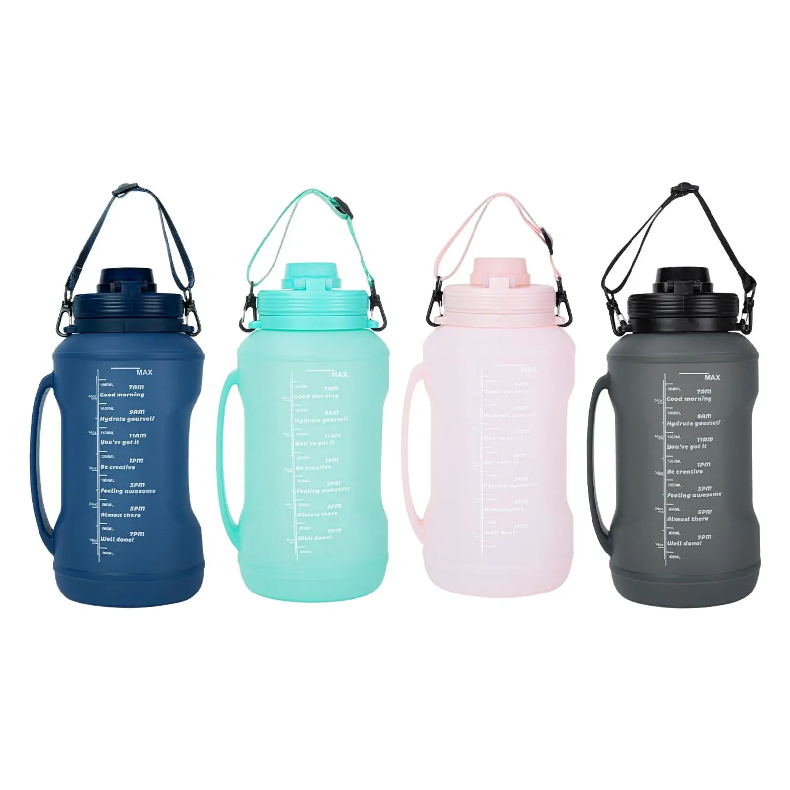 Water Bottle Water Jug with Time Marker with Handle Reusable Large Bottle Cup for Fishing Workouts Fitness Camping