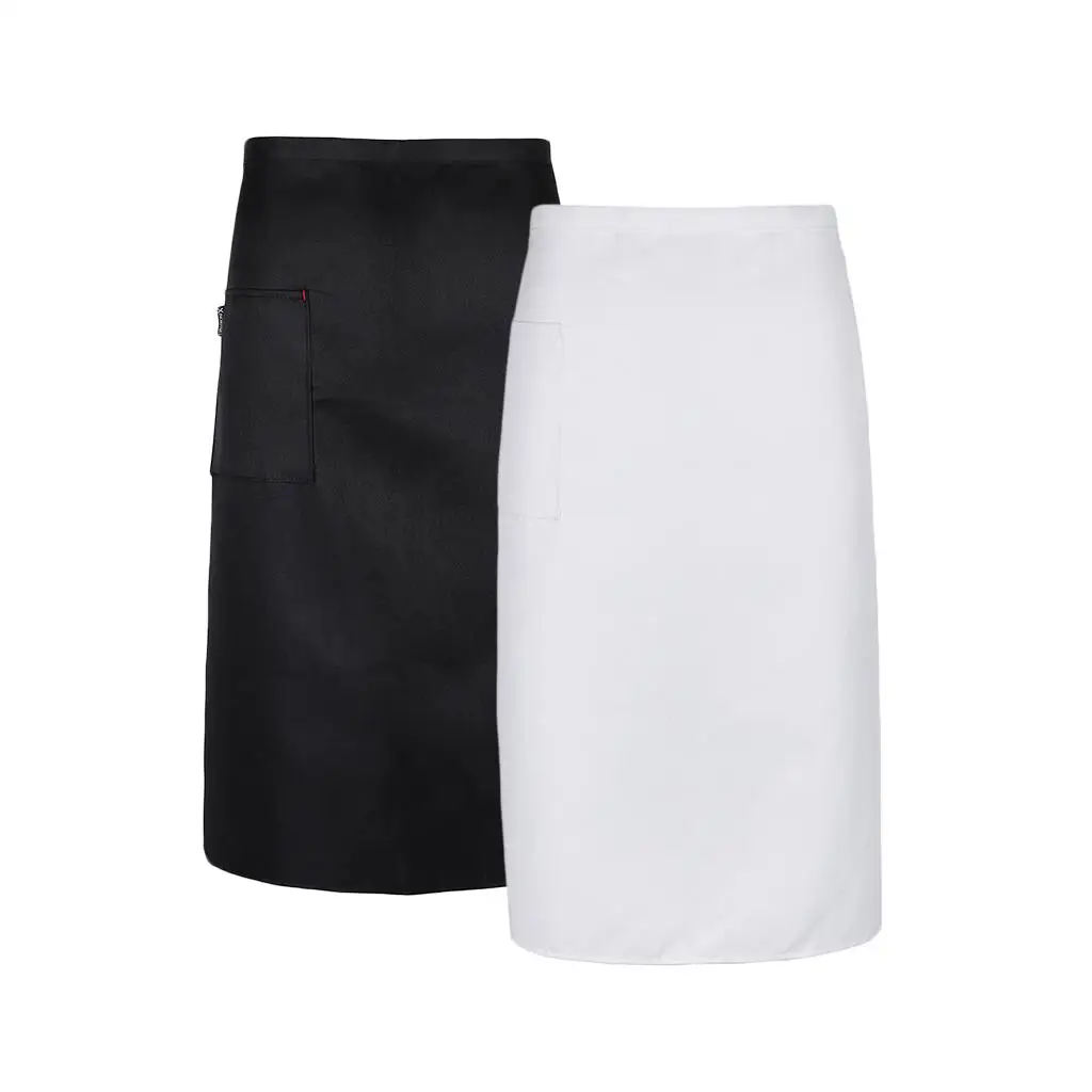 White Black Short Length Apron Restaurant Waiter Waiteress Bar Pub Uniform
