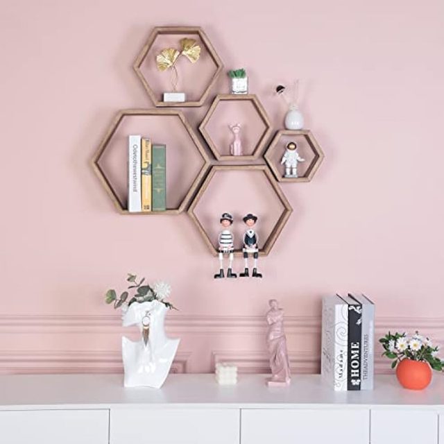 Honeycomb Wall Shelf Ideas  Gold bedroom decor, Gold bedroom, Wall decor  bedroom