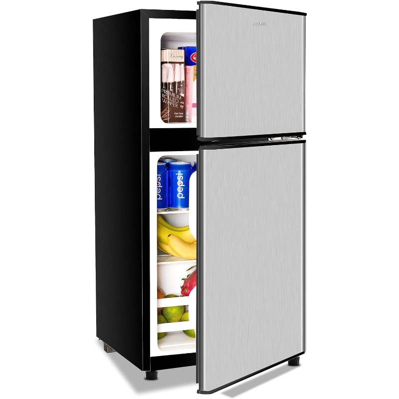 Title 10, Anukis Compact Refrigerator 3.5 Cu Ft 2 Door Mi...