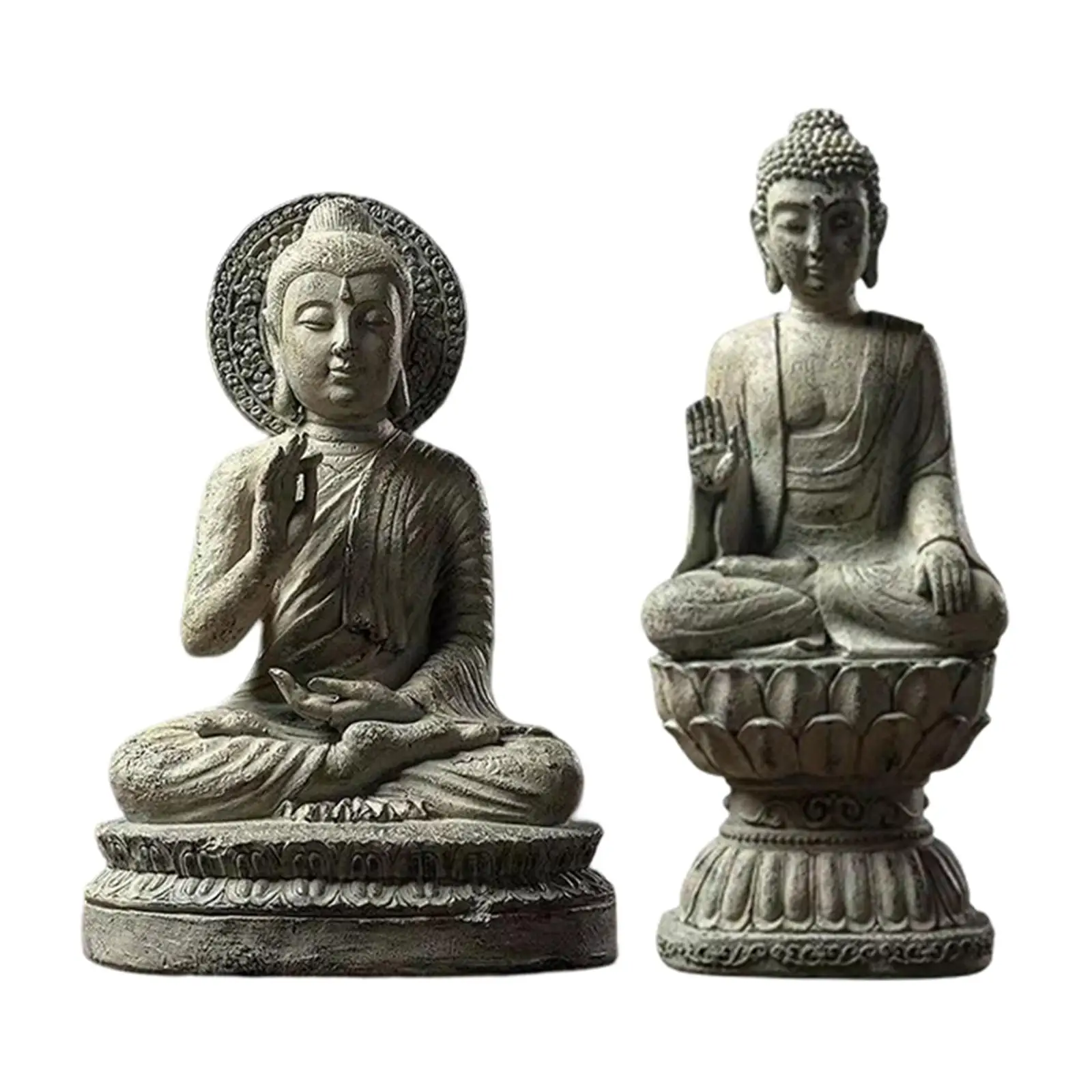 Resin Buddha Statue Figurine Enlightened One Sculpture Sitting Collection Small for Desk Home Decoration Ornament Crafts