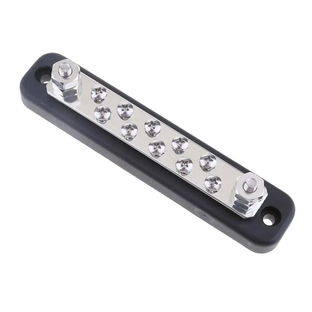 10 Pin Electric Terminal Bus Bar for Power and Ground Distribution -  5 Screws 2 Stud