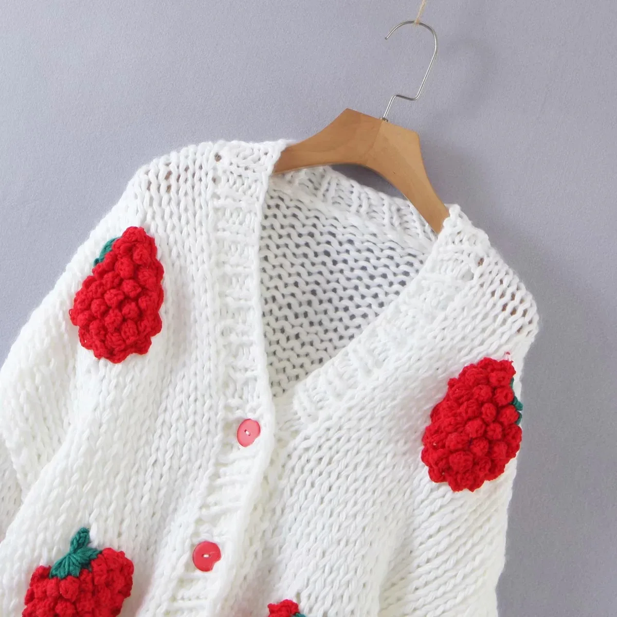 Kawaii Strawberry Knitted Cardigan Sweater - Limited Edition