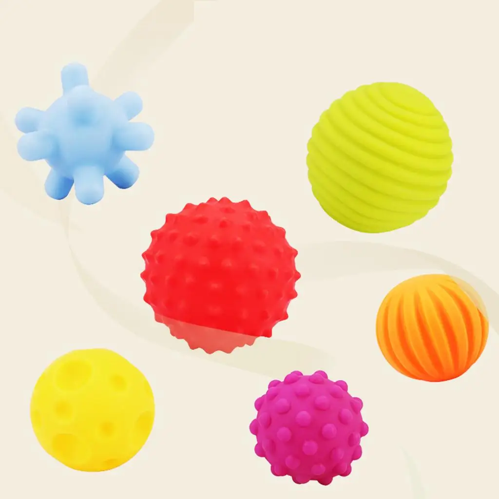 6 Pieces of Textured Multi Ball Set, Infant Baby`Touch Hand Balls Toys Gift