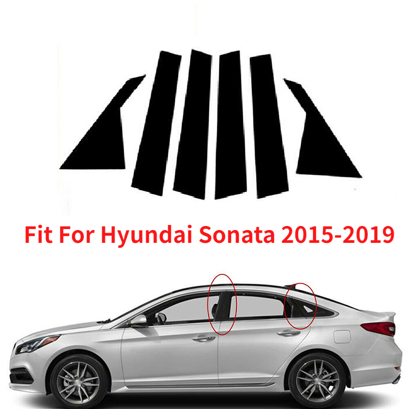 Für Hyundai Sonata 2011 2012 2013 2014 2015 2016-2023 6/10 Stücke Auto Säule Beiträge Tür Fenster Trim Abdeckung Aufkleber glänzend Schwarz – Detail 2