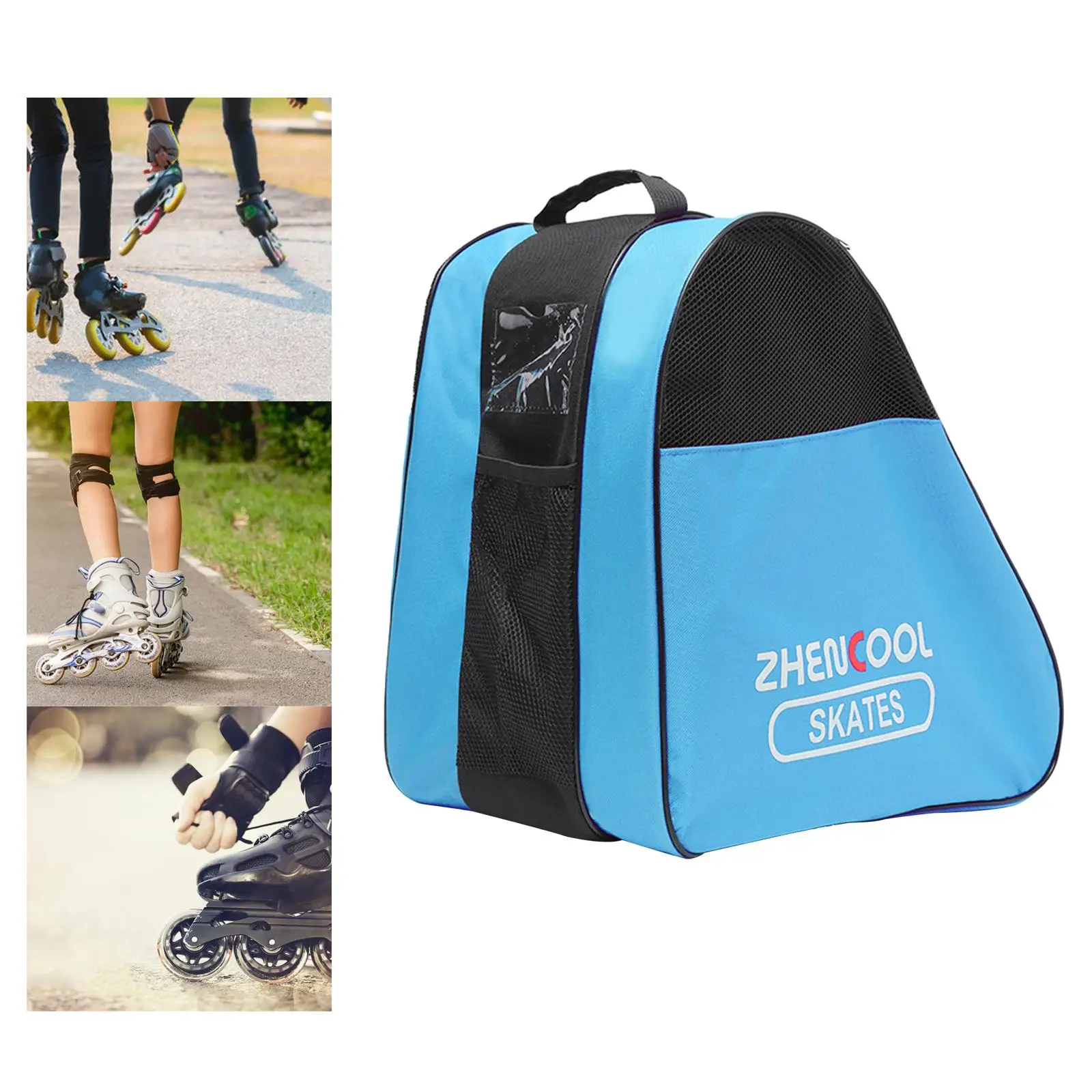 Inline Skate Bag Shoulder Pack Carry Ice Skates Roller Skates Shoes Blue 