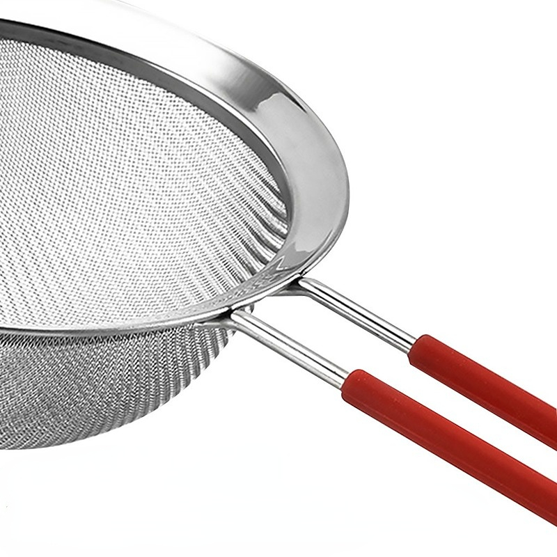 Stainless Steel 2 Layer 30 Fine Mesh Strainer Kitchen Flour Handheld Screen Mesh Flour Sieve (3Pcs)