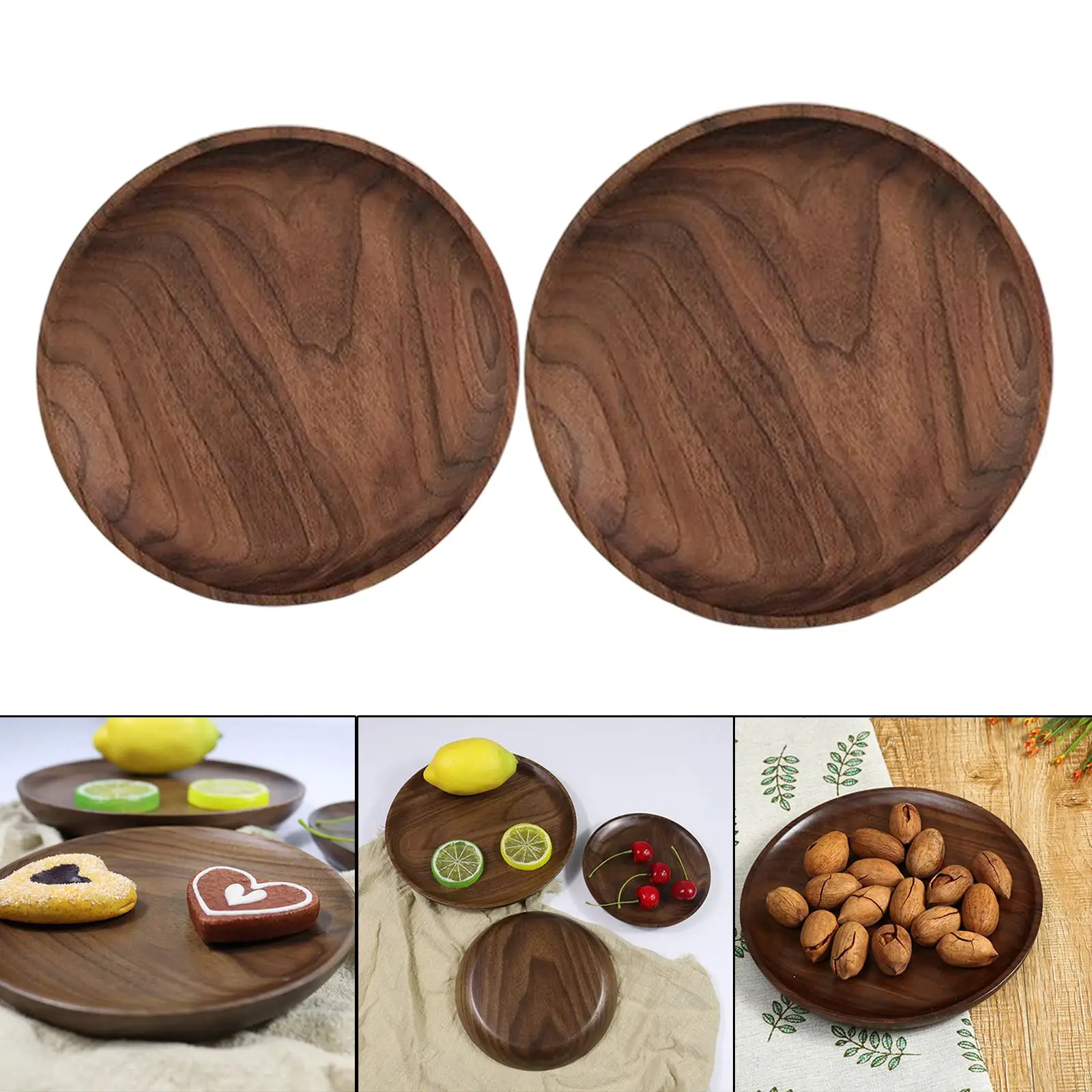Black Walnut Serving Platter, Round Wood Tray, Wooden Serving Tray, Fruit, Bread, Salad Plate, Serving Board