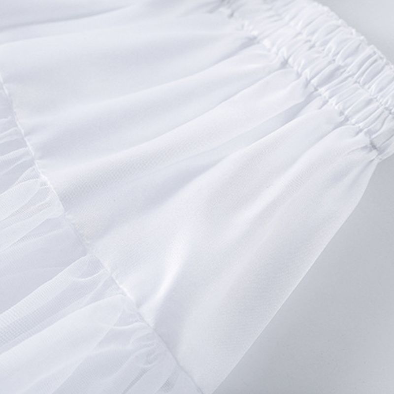 Title 5, Women Girls Ruffled Short Petticoat Solid White...