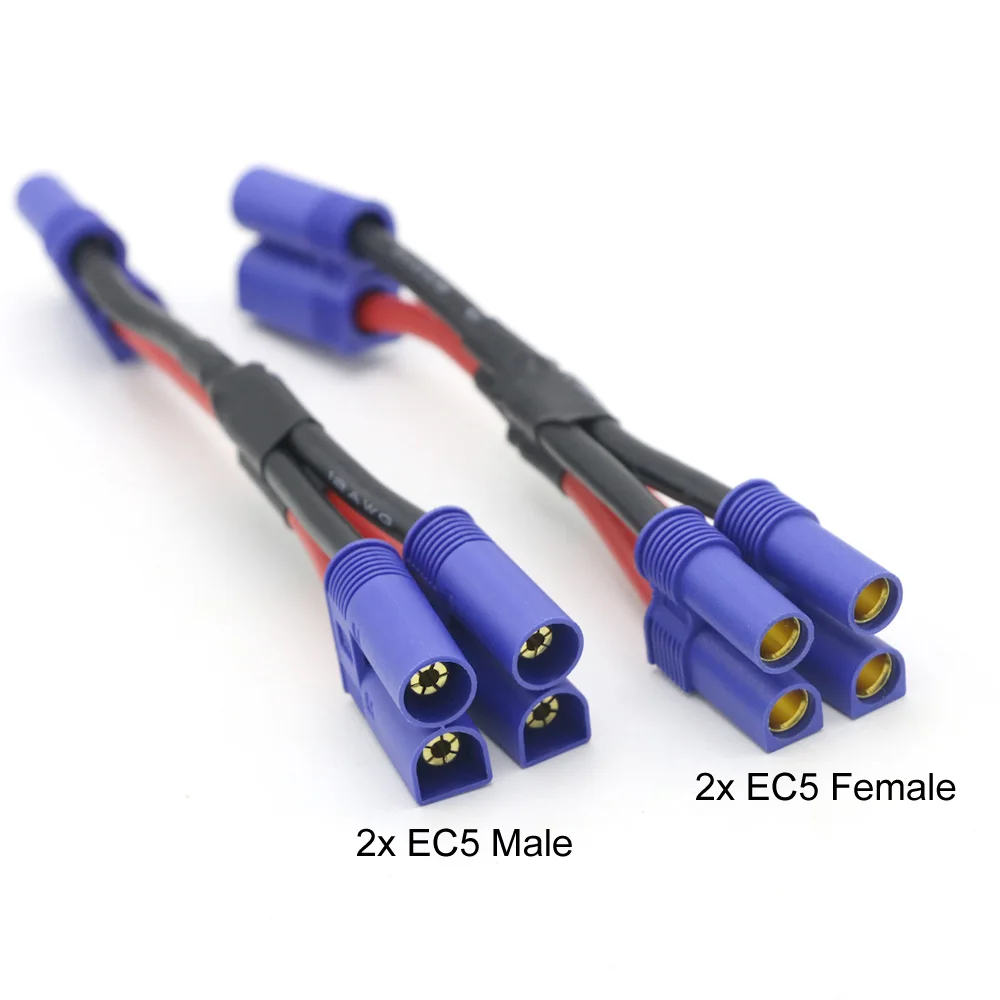 EC5 Parallel Battery Connector Cable Dual Extension Y Splitter Harness Plug Adapter 12AWG Silicone Wire 10CM For FPV RC Toys