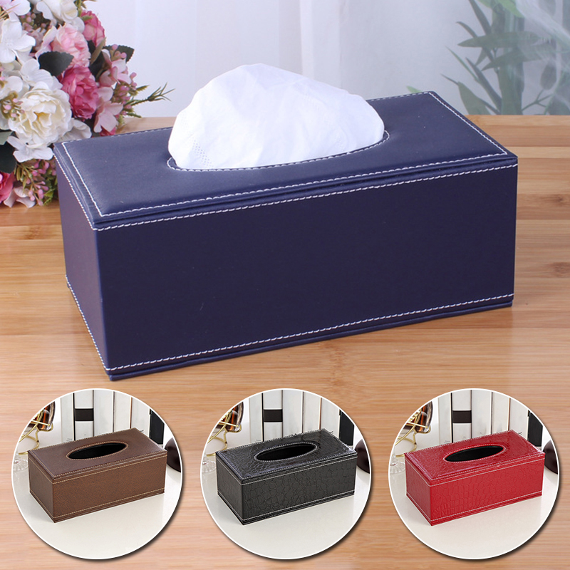 Description Picture 4 of itemPU Tissue Box Rectangle Paper Towel Holder Desktop Napkin Storage Container Kitchen Tissue Tray For Home Office