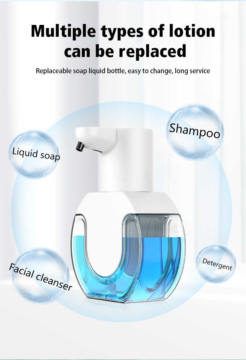 Soap Dispensers Touchless Automatic Foam Bathroom Smart Washing Hand Machine with USB Charging White High Quality ABS Material