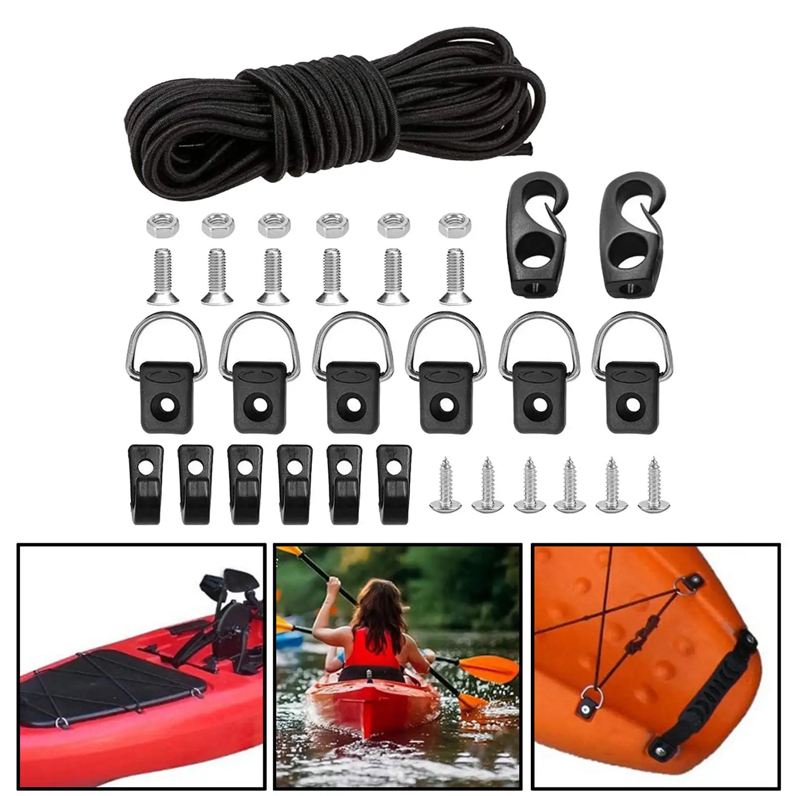Kayak Deck Rigging Kit 8.2 Feet Bungee Cord with Ends J Hooks for Outfitting
