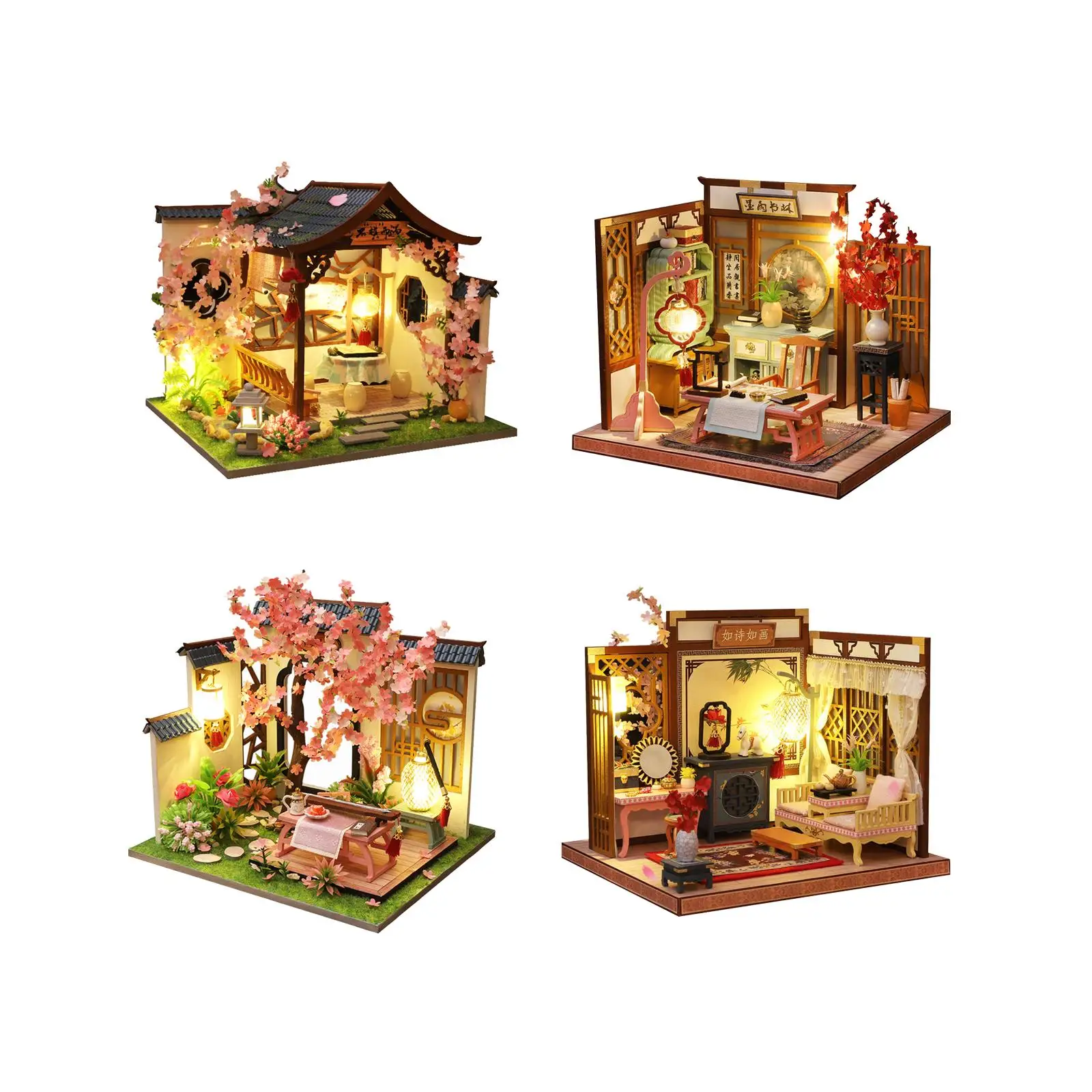 Mini House Kits Dollhouse DIY Kits Building Set Wooden Miniature Dollhouse DIY Kits for Adults Teens Toddlers Boys Easter Gifts