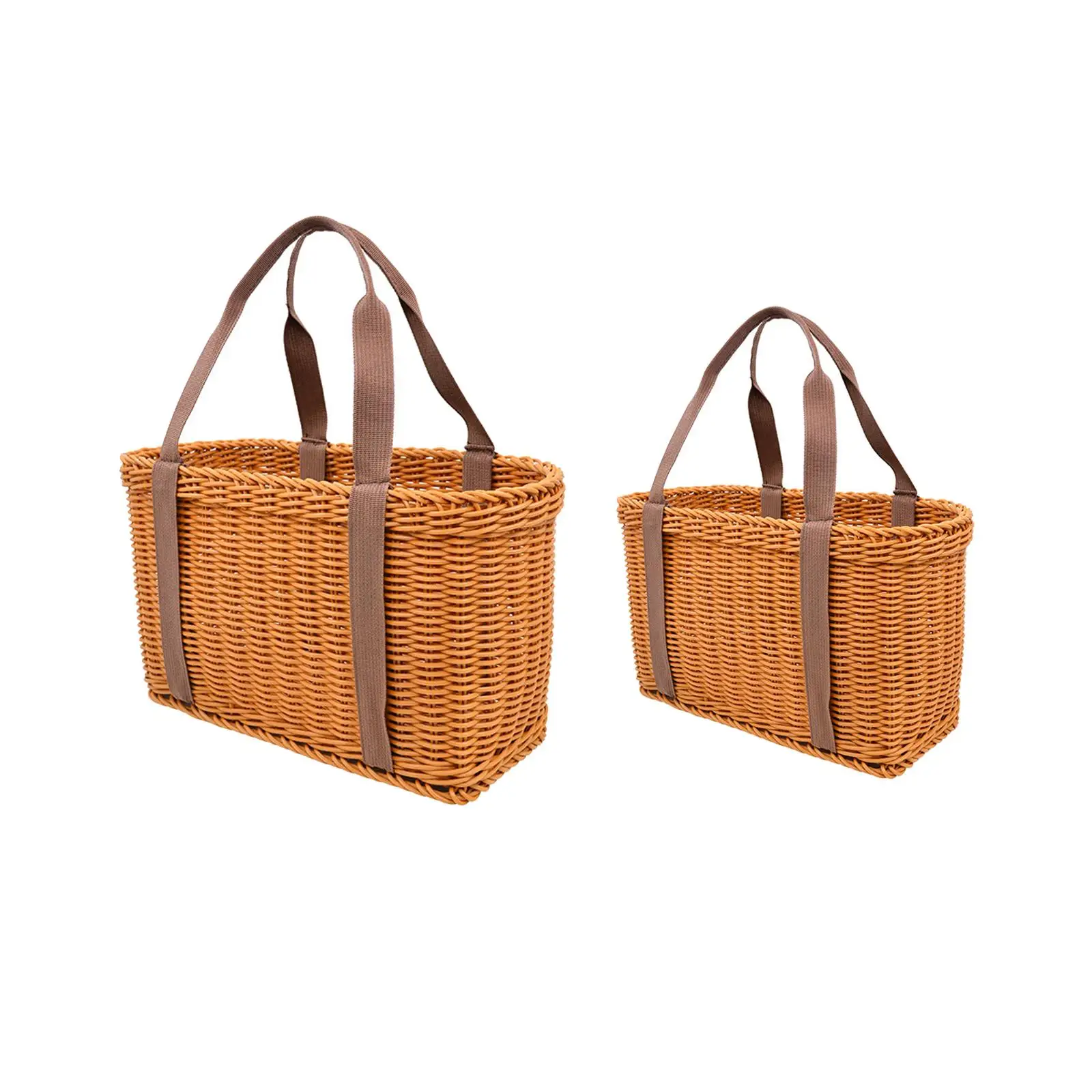 Woven Basket Storage Serving Basket Multipurpose Reusable Container Woven Grocery Bag Picnic Hamper for Beach Kitchen
